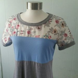 Floral tshirt tee colorblock casual